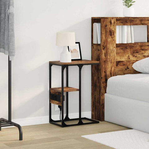 vidaXL Bedside Table Smoked oak 41.5 x 26 x 60.5 cm Engineered wood