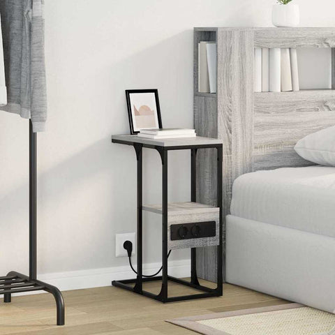 vidaXL Bedside Table Grey sonoma 41.5 x 26 x 60.5 cm Engineered wood