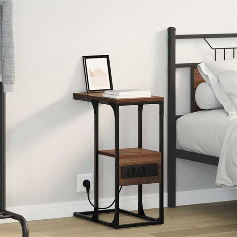 vidaXL Bedside Table Brown oak 41.5 x 26 x 60.5 cm Engineered wood