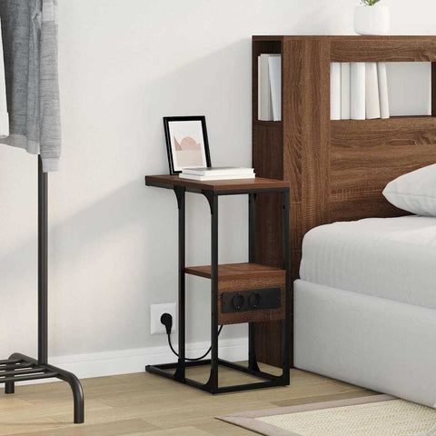 vidaXL Bedside Table Brown oak 41.5 x 26 x 60.5 cm Engineered wood