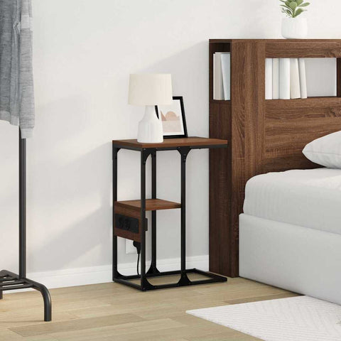 vidaXL Bedside Table Brown oak 41.5 x 26 x 60.5 cm Engineered wood