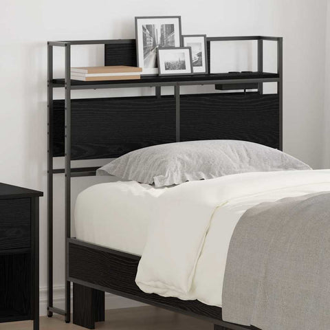 vidaXL Storage Headboard with Storage Black oak 75 cm Engineered wood