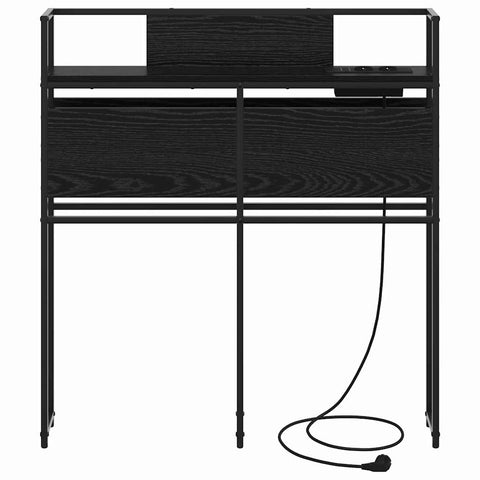 vidaXL Storage Headboard with Storage Black oak 75 cm Engineered wood