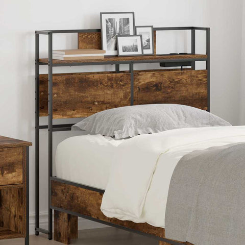 vidaXL Storage Headboard with Storage Smoked oak 75 cm Engineered wood