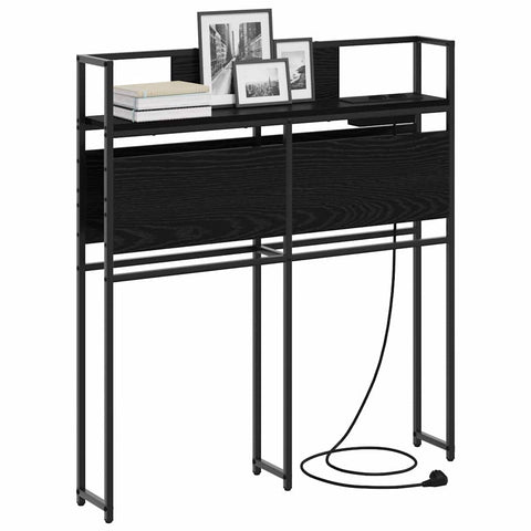 vidaXL Storage Headboard with Shelf Black oak 80 cm Engineered wood