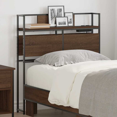 vidaXL Storage Headboard with Shelf Brown oak 80 cm Engineered wood