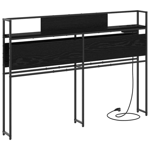 vidaXL Storage Headboard with Shelf Black oak 120 cm Engineered wood