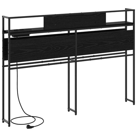 vidaXL Storage Headboard with Shelf Black oak 120 cm Engineered wood