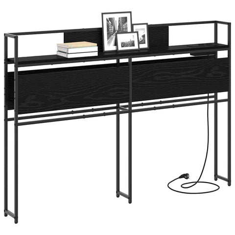 vidaXL Storage Headboard with Shelf Black oak 120 cm Engineered wood