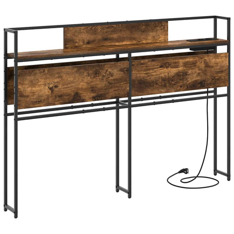 vidaXL Storage Headboard with Shelf Smoked oak 120 cm Engineered wood