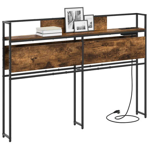 vidaXL Storage Headboard with Shelf Smoked oak 120 cm Engineered wood