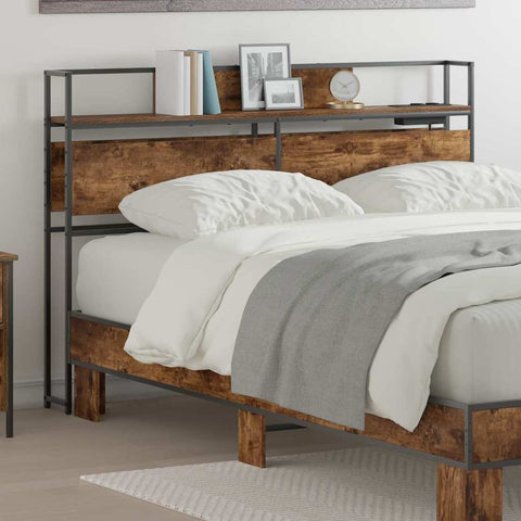 vidaXL Storage Headboard with Shelf Smoked oak 135 cm Engineered wood