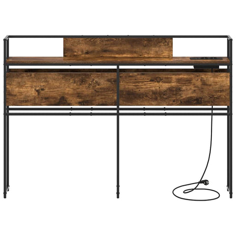 vidaXL Storage Headboard with Shelf Smoked oak 135 cm Engineered wood