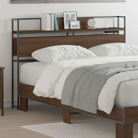 vidaXL Storage Headboard with Shelf Brown oak 135 cm Engineered wood