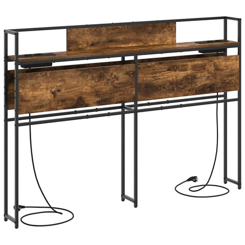 vidaXL Storage Headboard with Shelf Smoked oak 140 cm Engineered wood