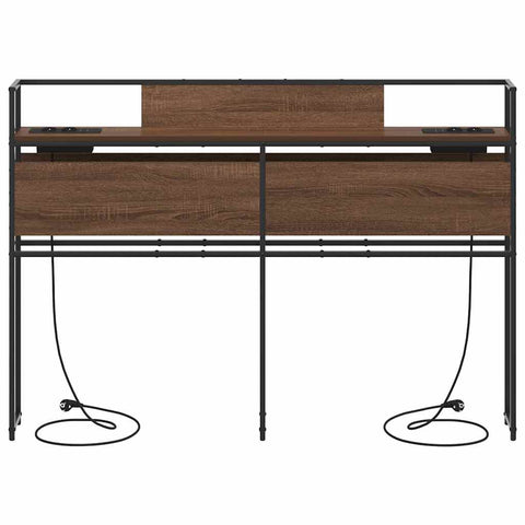 vidaXL Storage Headboard with Shelf Brown oak 140 cm Engineered wood