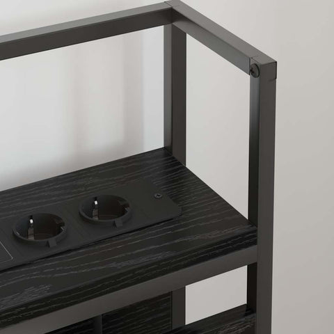vidaXL Storage Headboard with Shelf Black oak 150 cm Engineered wood