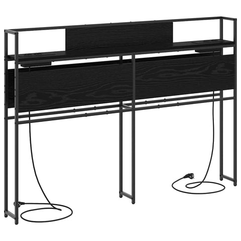 vidaXL Storage Headboard with Shelf Black oak 150 cm Engineered wood