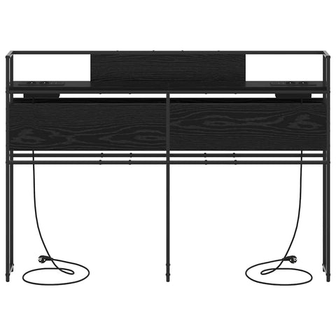 vidaXL Storage Headboard with Shelf Black oak 150 cm Engineered wood