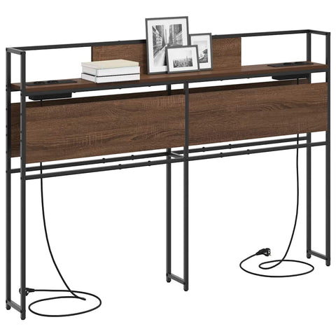 vidaXL Storage Headboard with Shelf Brown oak 150 cm Engineered wood