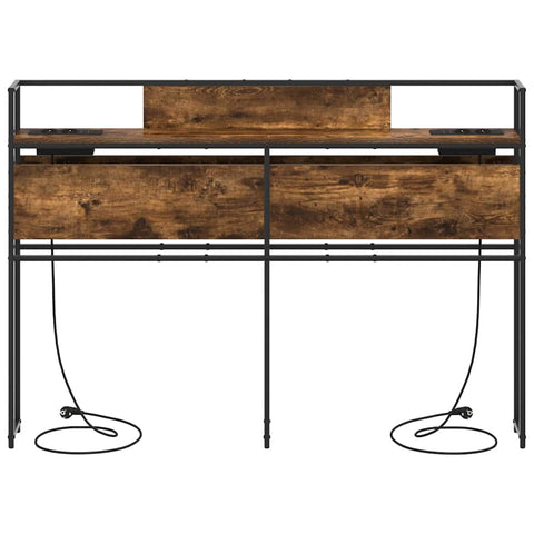 vidaXL Storage Headboard with Shelf Smoked oak 160 cm Engineered wood