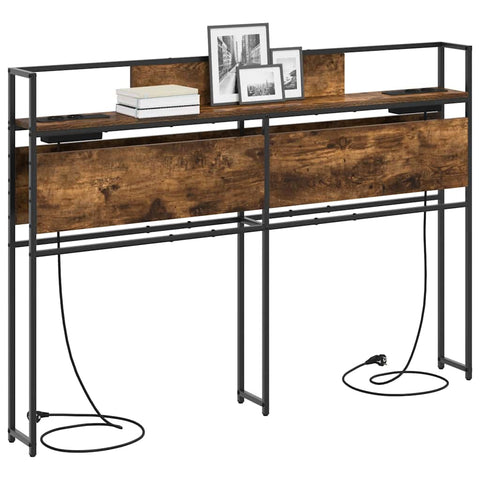 vidaXL Storage Headboard with Shelf Smoked oak 160 cm Engineered wood