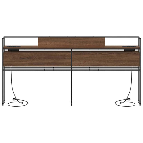 vidaXL Storage Headboard with Shelf Brown oak 180 cm Engineered wood