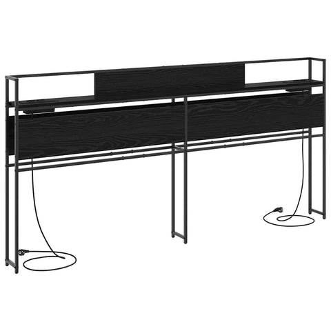 vidaXL Storage Headboard with Shelf Black oak 200 cm Engineered wood