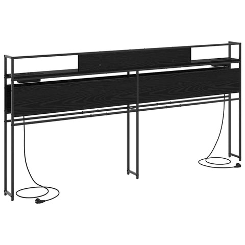 vidaXL Storage Headboard with Shelf Black oak 200 cm Engineered wood