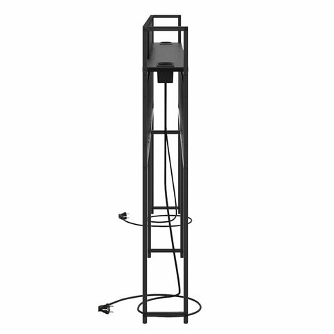 vidaXL Storage Headboard with Shelf Black oak 200 cm Engineered wood