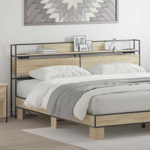 vidaXL Storage Headboard with Shelf Sonoma oak 200 cm Engineered wood