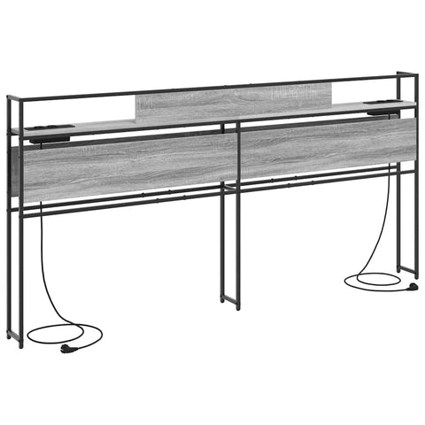 vidaXL Storage Headboard with Shelf Grey sonoma 200 cm Engineered wood
