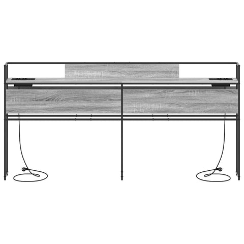 vidaXL Storage Headboard with Shelf Grey sonoma 200 cm Engineered wood