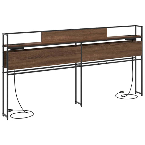 vidaXL Storage Headboard with Shelf Brown oak 200 cm Engineered wood
