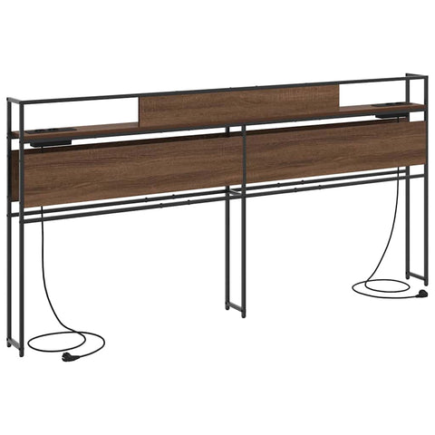 vidaXL Storage Headboard with Shelf Brown oak 200 cm Engineered wood