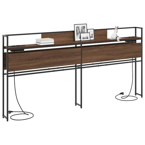 vidaXL Storage Headboard with Shelf Brown oak 200 cm Engineered wood