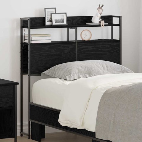 vidaXL Headboard with LED Strip Lights Black oak 75 cm Engineered wood