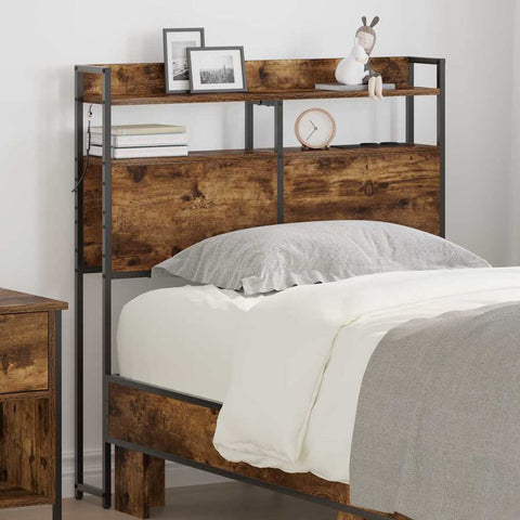 vidaXL Storage Headboard with Shelf Smoked oak 75 cm Engineered wood