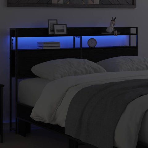 vidaXL Headboard with Shelf Black oak 120 cm Engineered wood