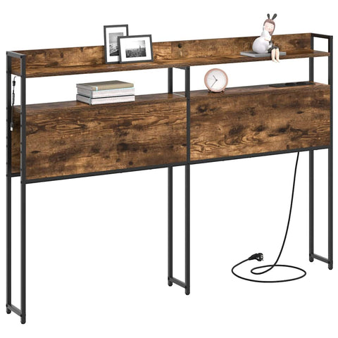 vidaXL Headboard with Shelf Smoked oak 120 cm Engineered wood