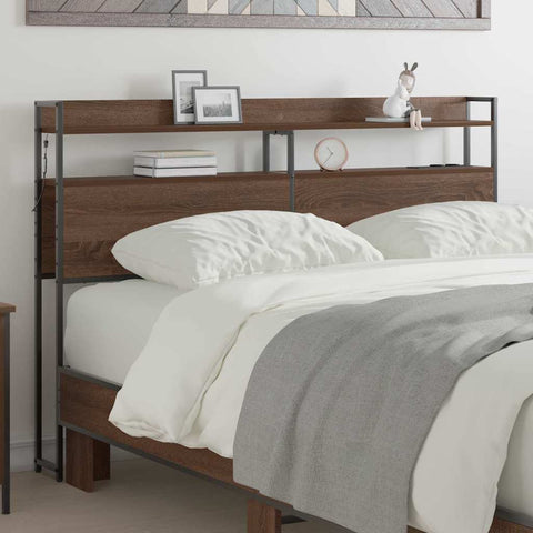 vidaXL Headboard with Shelf Brown oak 135 cm Engineered wood