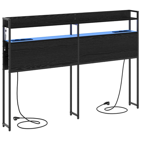 vidaXL Storage Headboard with Shelf Black oak 140 cm Engineered wood