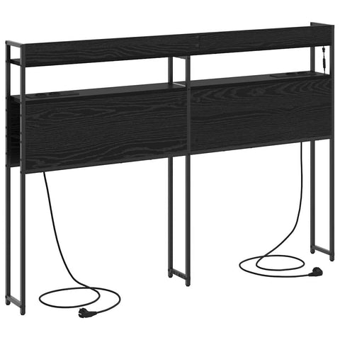 vidaXL Storage Headboard with Shelf Black oak 140 cm Engineered wood