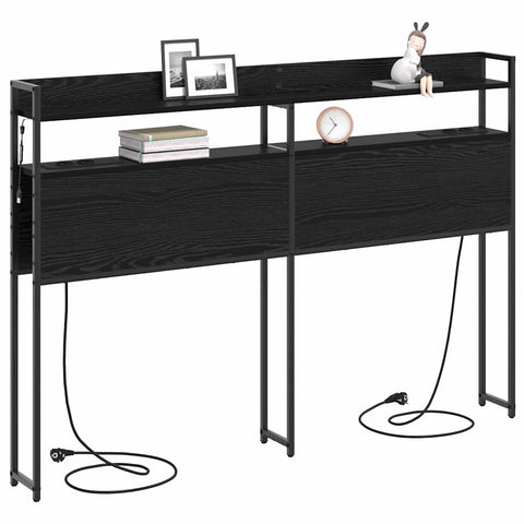 vidaXL Storage Headboard with Shelf Black oak 140 cm Engineered wood
