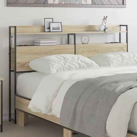 vidaXL Storage Headboard with Shelf Sonoma oak 140 cm Engineered wood