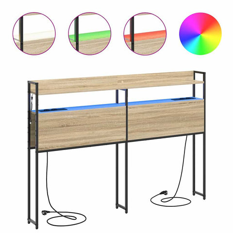 vidaXL Storage Headboard with Shelf Sonoma oak 140 cm Engineered wood