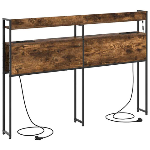 vidaXL Storage Headboard with Shelf Smoked oak 140 cm Engineered wood