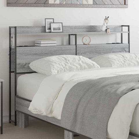 vidaXL Storage Headboard with Shelf Grey sonoma 140 cm Engineered wood