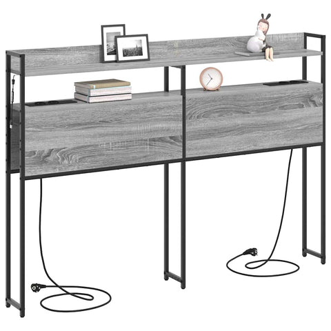 vidaXL Storage Headboard with Shelf Grey sonoma 140 cm Engineered wood