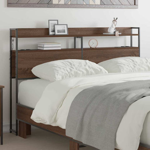 vidaXL Storage Headboard with Shelf Brown oak 140 cm Engineered wood